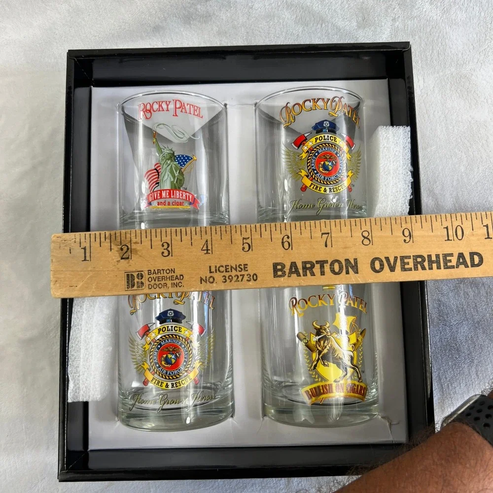 Rocky Patel Home Grown Heroes Whiskey Glass Set 4pc Clear Men Military Barware